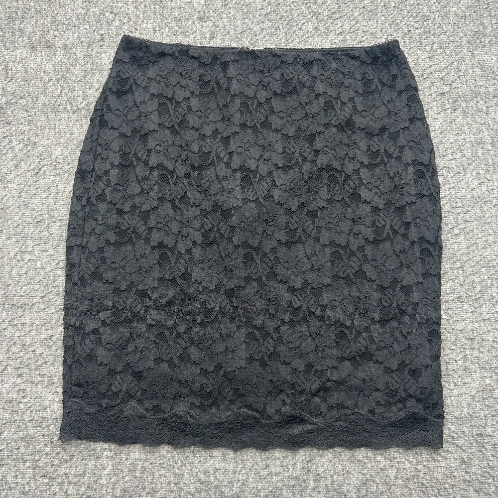 Express Skirt Black Floral Lace 2 Whimsigoth Vamp Fairycore Grunge Punk Mini